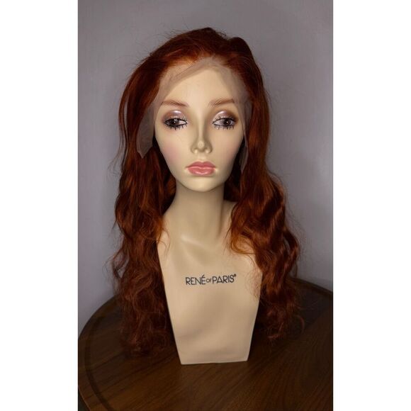 28” Long Ginger Wavy Synthetic Auburn Wig Lace Front NEW - Picture 3 of 8